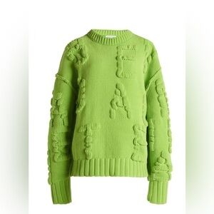 Nwt Authentic Bottega Veneta Lime Green Alphabet Knit Chenille Sweater size XS